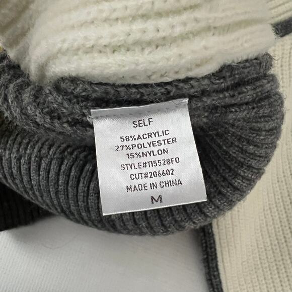 FORE Cream Gray Colorblock Sweater Women Size Medium - Picture 9 of 9